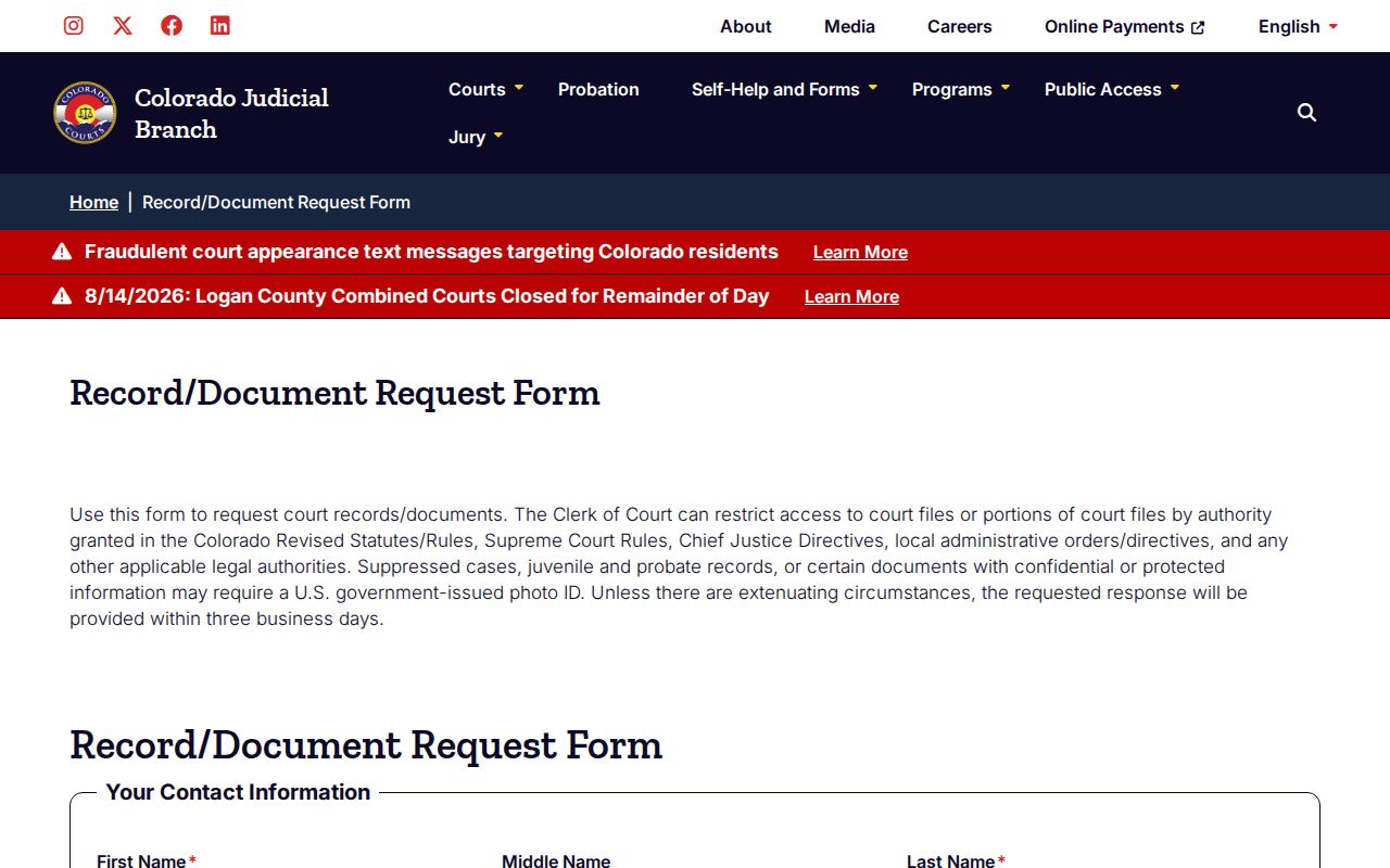 Lincoln County arrest news follow-up through the official court record request form