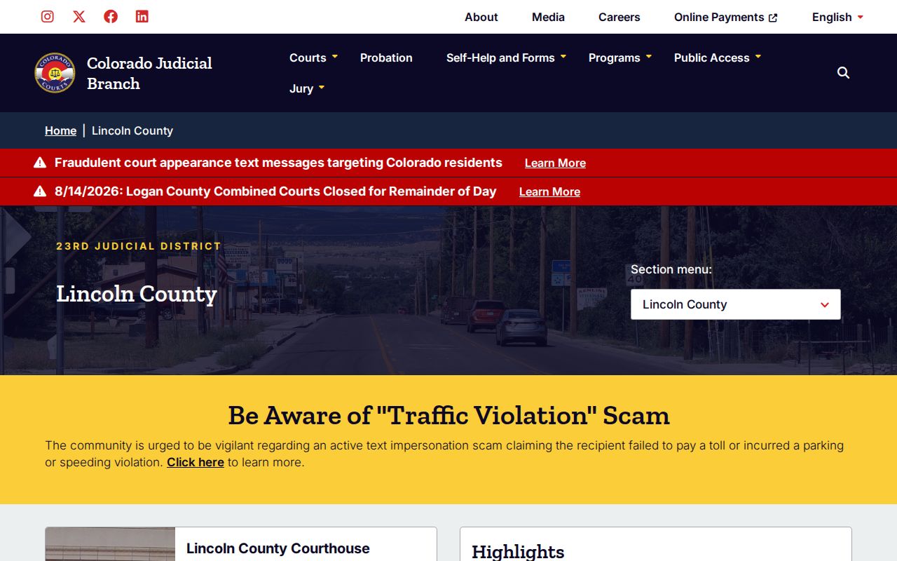 Lincoln County court booking charge and arrest disposition records route
